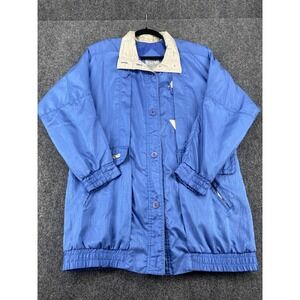 Current Seen Vintage Windbreaker Jacket Women Small Blue Button Front 90s Retro